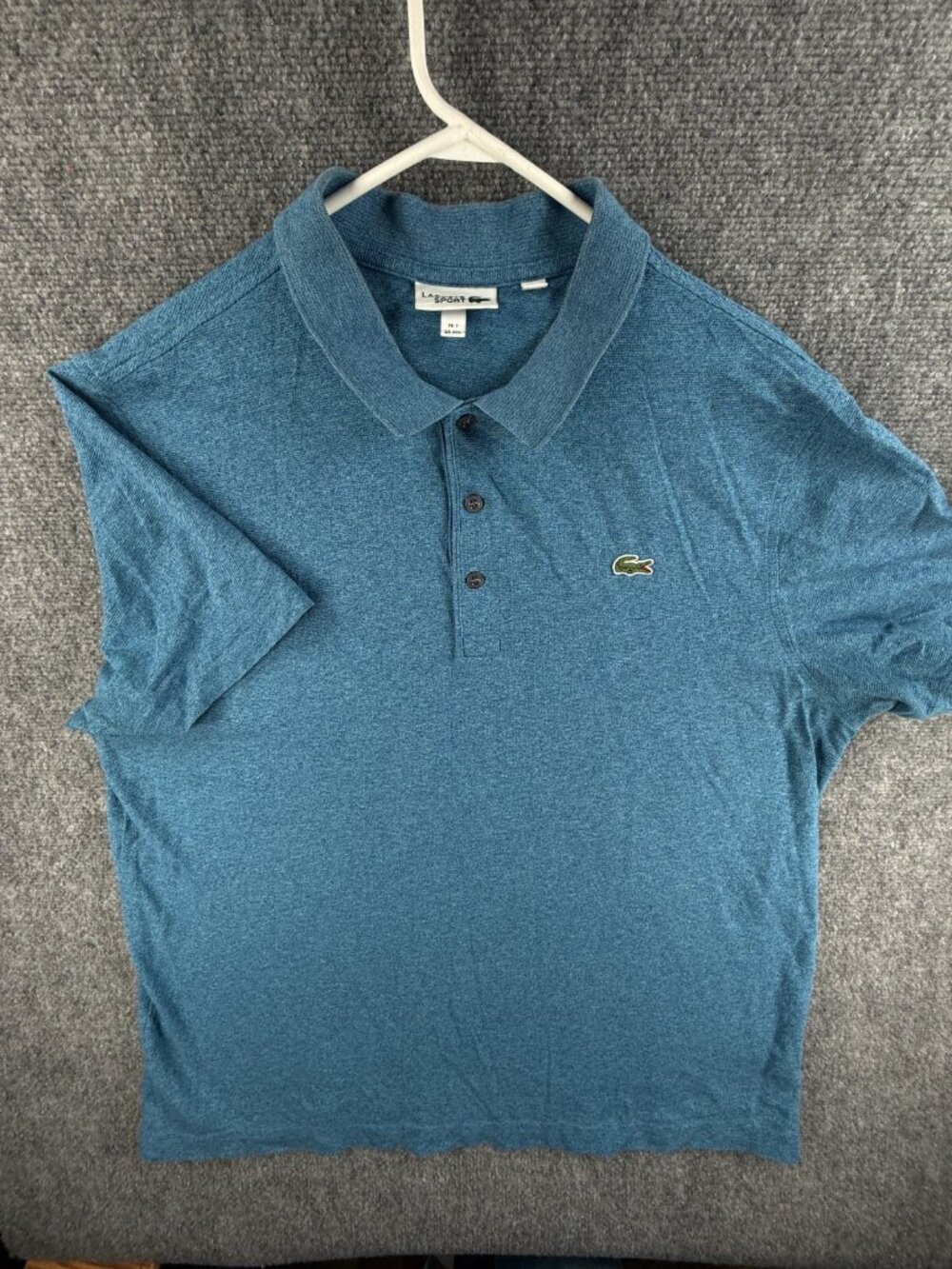 Lacoste Sport Blue Short Sleeve Polo Shirt Men Croc Logo Cotton 2XL Peru Made